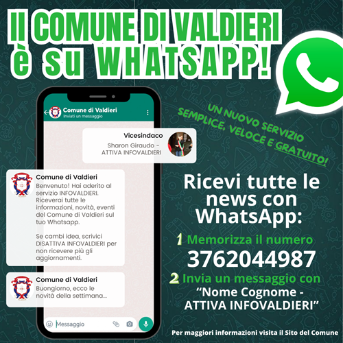 Il Comune di Valdieri è su Whatsapp